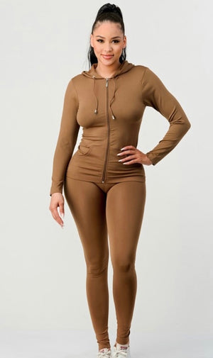 BODYCON 2 PIECE LEGGING SET MOCHA