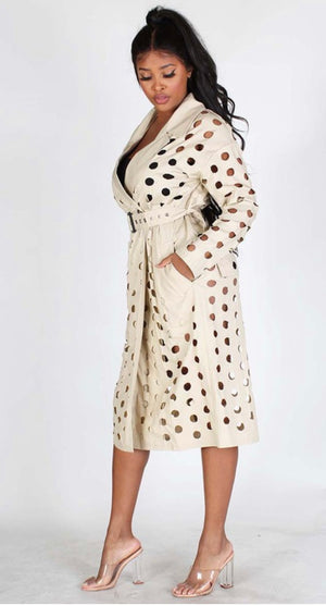 CRUSHING ON YOU PEEK A BOO TRENCH COAT