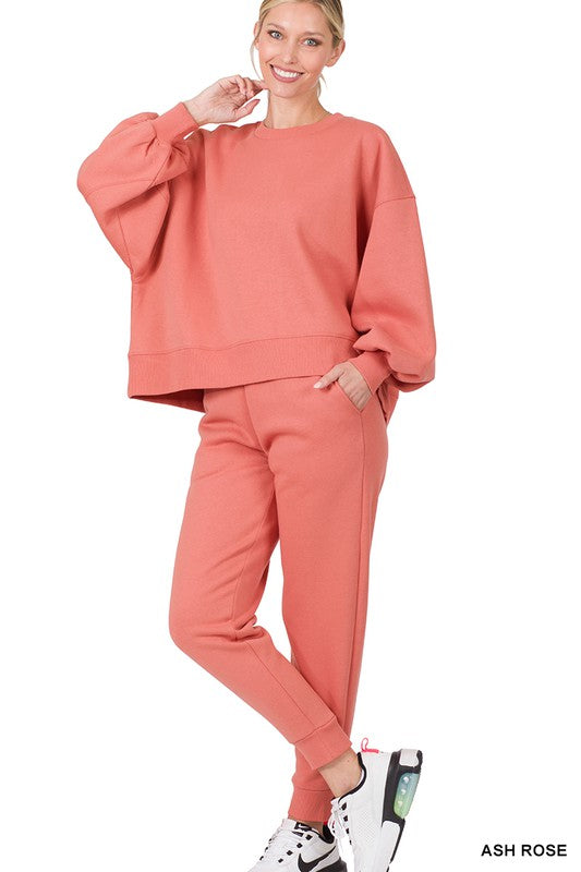 BAILEY BALLOON SLEEVE SWEATSHIRT & SWEATPANTS SET