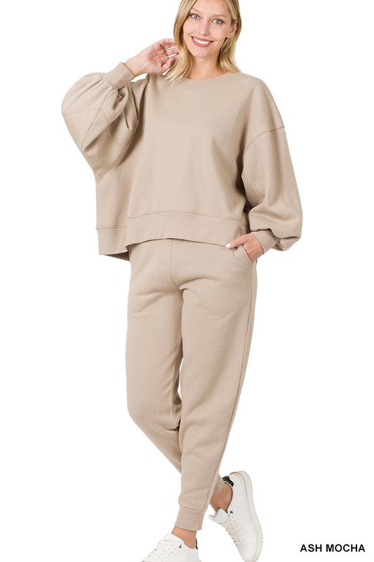 BAILEY BALLOON SLEEVE SWEATSHIRT & SWEATPANTS SET