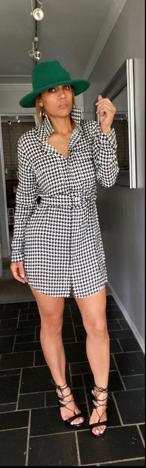 MACIE HOUNDSTOOTH SHIRT DRESS