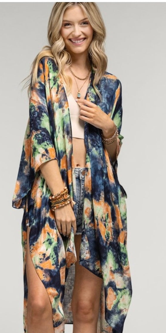 WATERCOLOR TIE DYE KIMONO