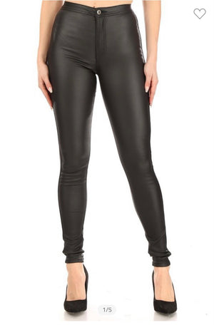 CALI GIRL FAUX LEATHER STRETCH JEANS