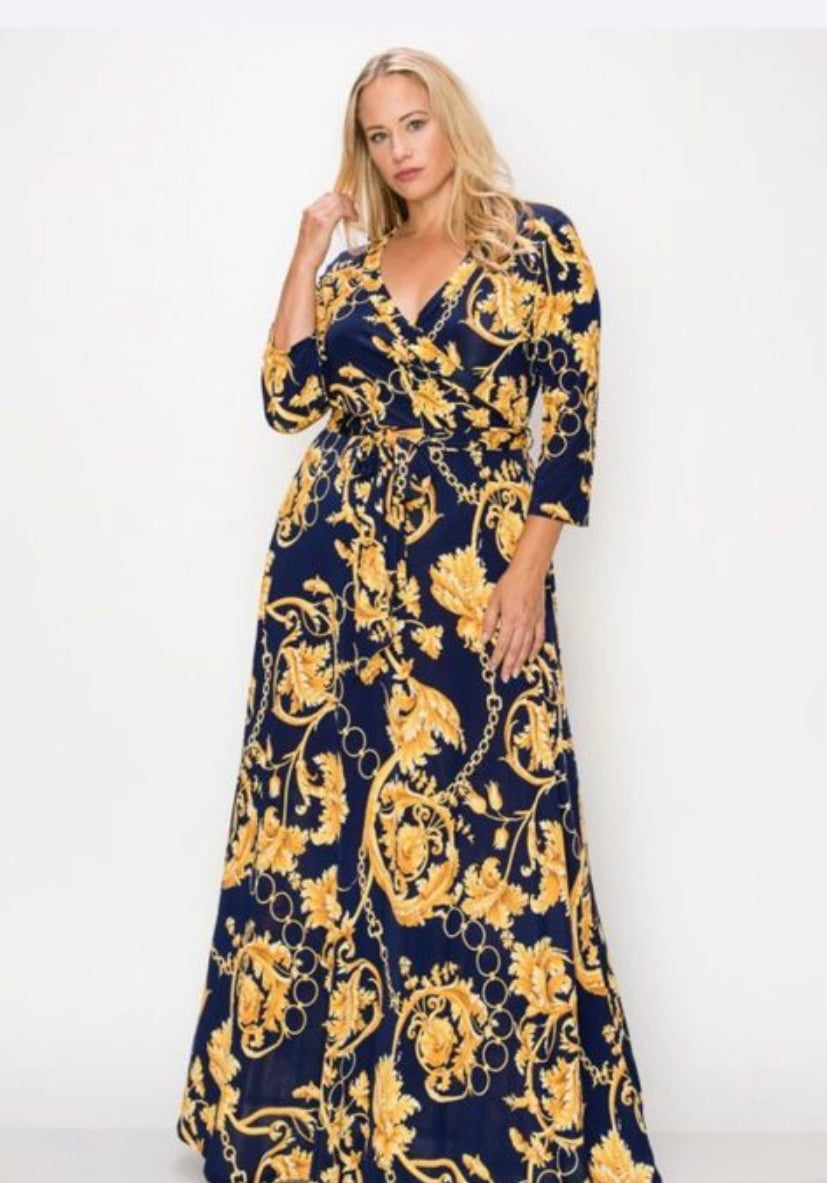 CURVY PRINT JULIANA MAXI DRESS