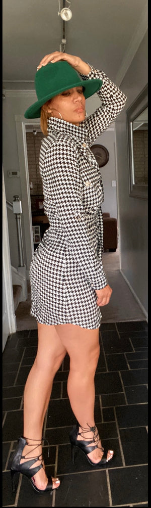 MACIE HOUNDSTOOTH SHIRT DRESS