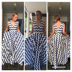 KRISTA MAXI DRESS (BLUE & WHITE)