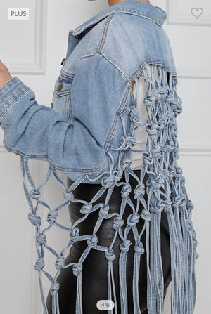 CURVY MI MI FRINGE DENIM JACKET