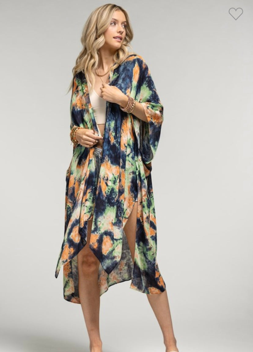 WATERCOLOR TIE DYE KIMONO